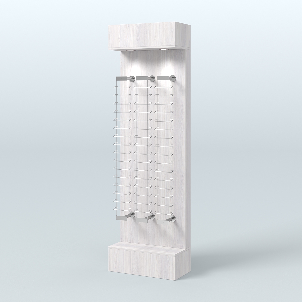Стенд из ДСП с подсветкой для продажи очков №2-Д24 (откр. доступ) Ясень Анкор светлый