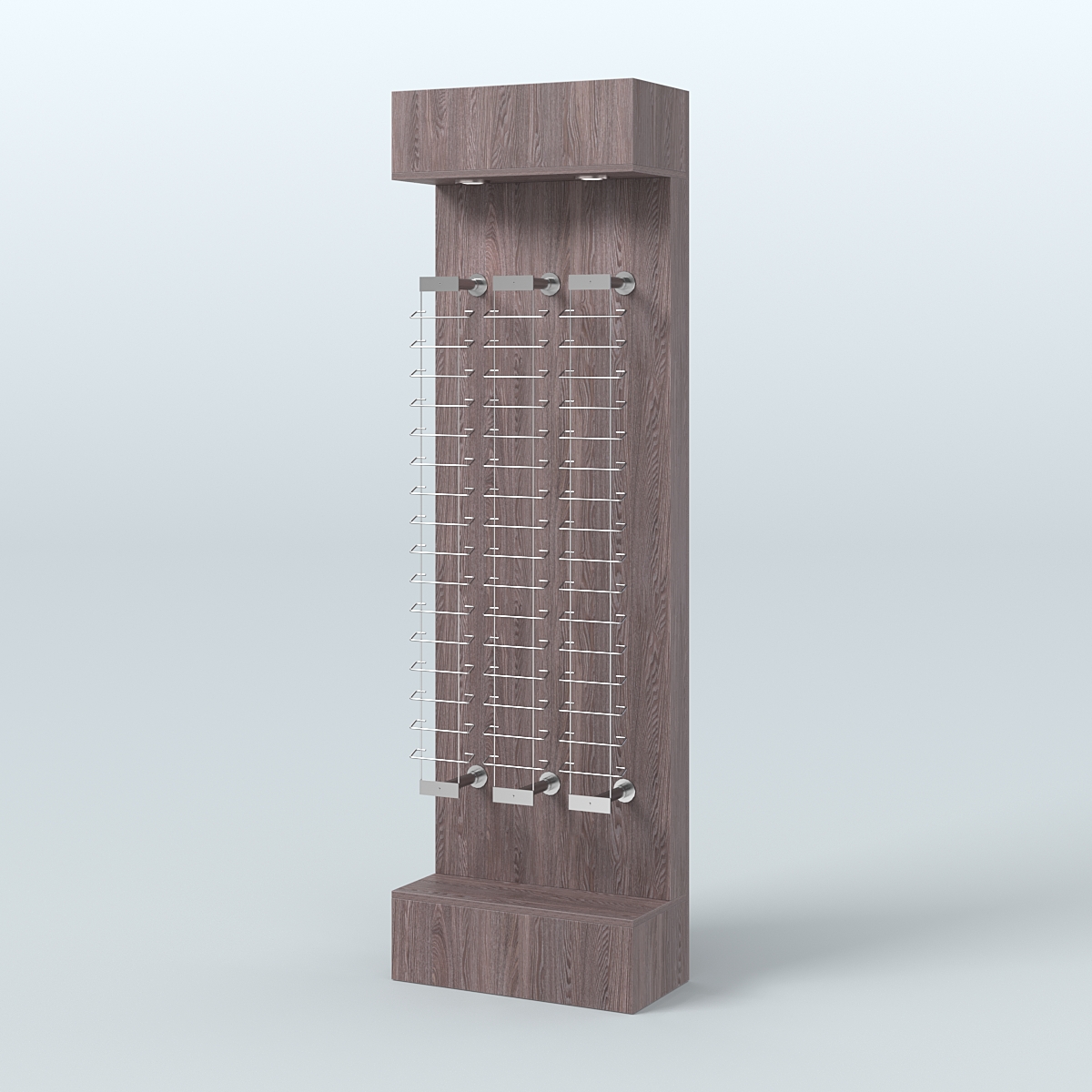 Стенд из ДСП с подсветкой для продажи очков №2-Д24 (откр. доступ) Ясень Анкор темный