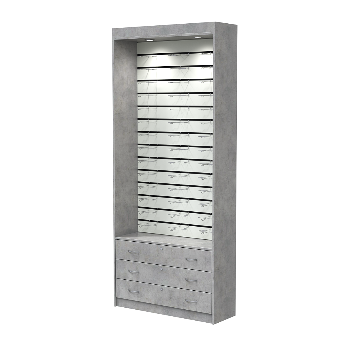 Витрина для очков №11 (открытый доступ) Бетон Чикаго светло-серый F186 ST9