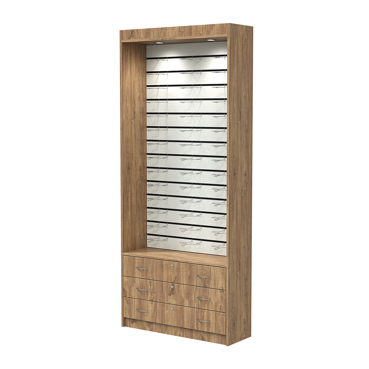 Витрина для очков №11 (открытый доступ) Дуб Канзас коричневый
