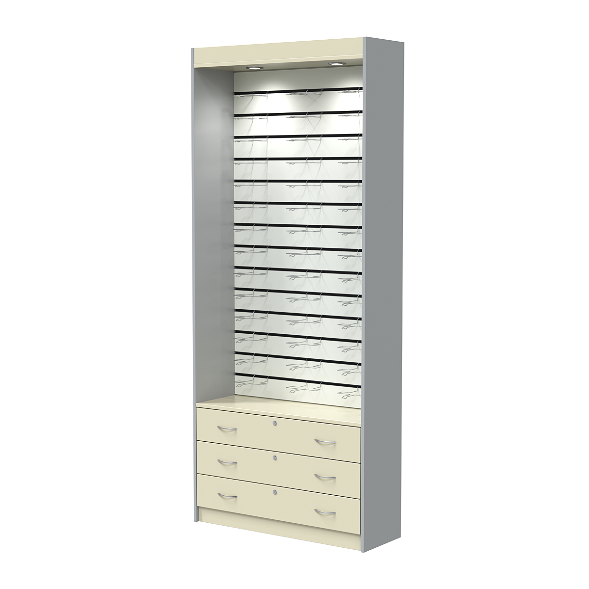 Витрина для очков №11 (открытый доступ) Серый + Крем Вайс