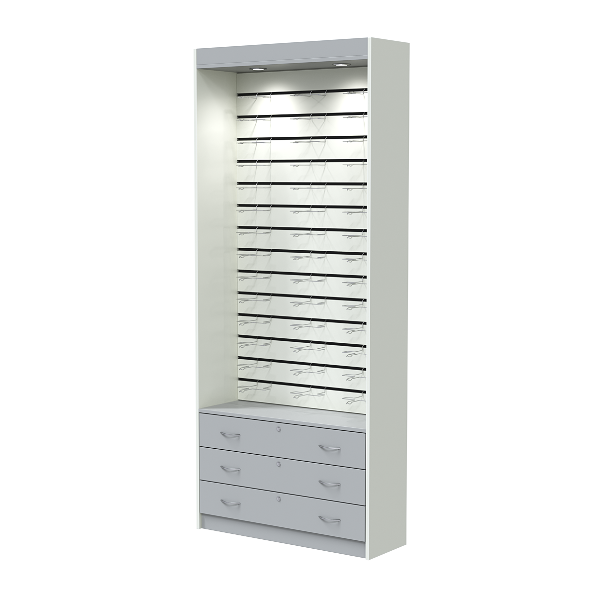 Витрина для очков №11 (открытый доступ) Белый + Серый