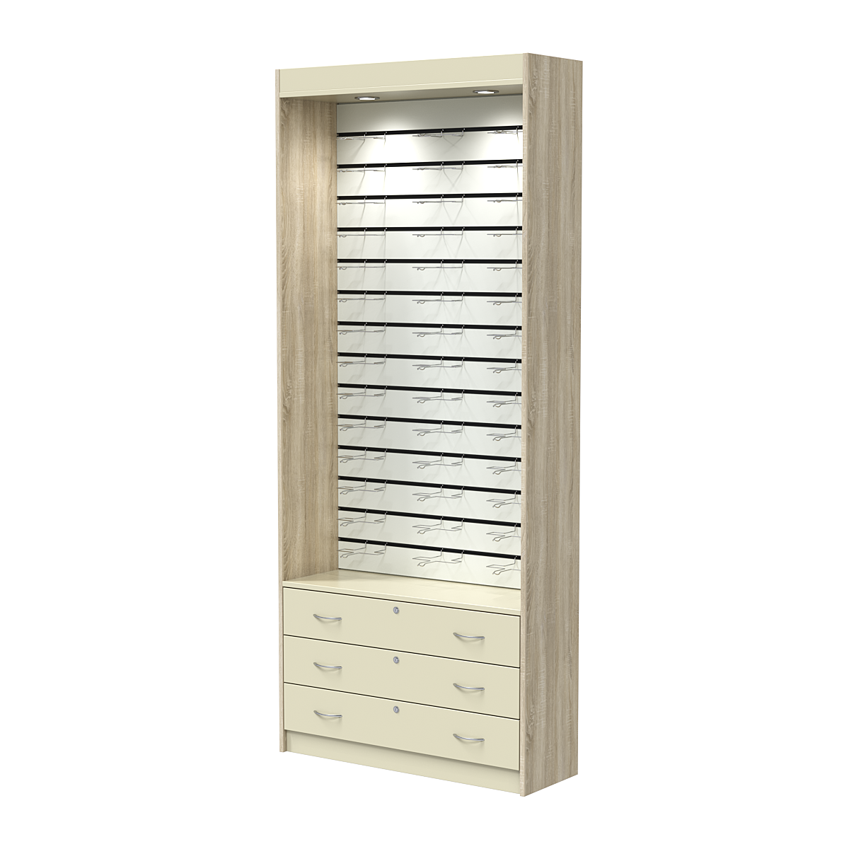 Витрина для очков №11 (открытый доступ) Дуб Сонома и Крем Вайс 5-U2236
