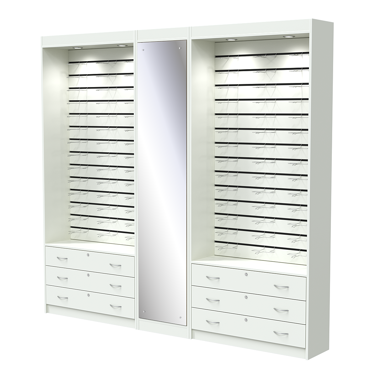 Комплект витрин под очки №11+1+11 (открытый доступ) Белый