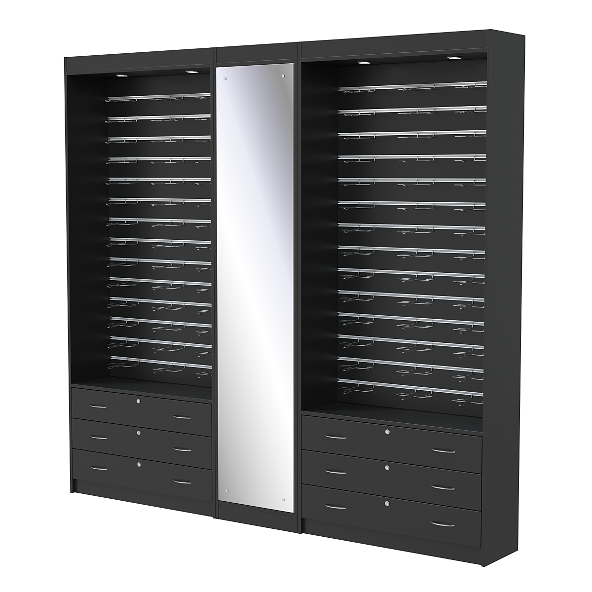 Комплект витрин под очки №11+1+11 (открытый доступ) Черный