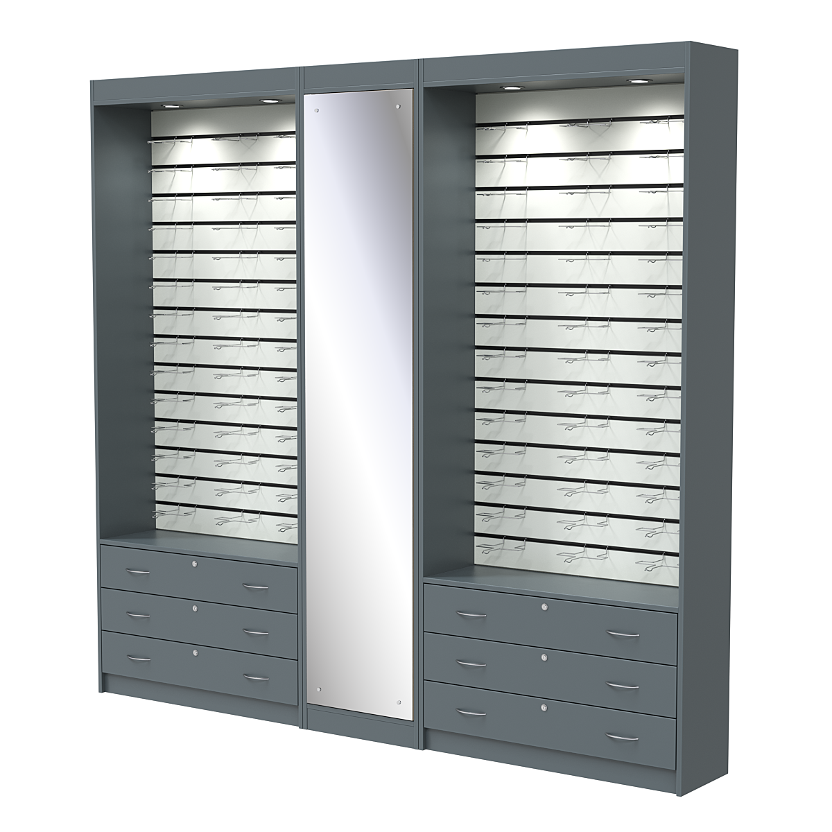 Комплект витрин под очки №11+1+11 (открытый доступ) Темно-Серый