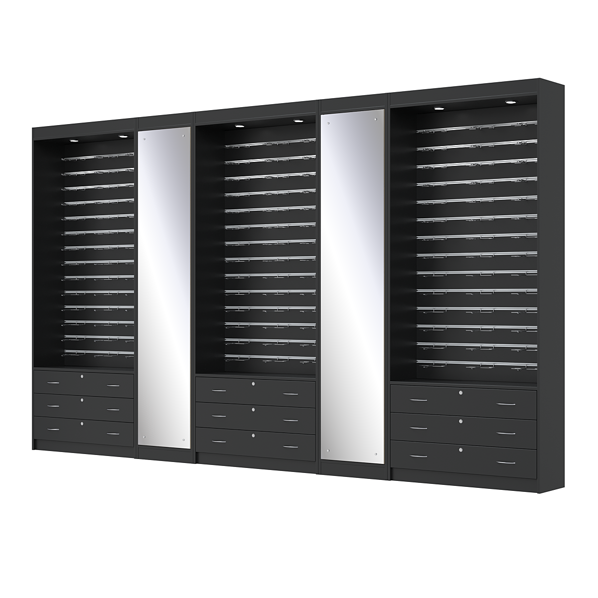 Комплект витрин под очки №11+1+11+1+11 (открытый доступ) Черный