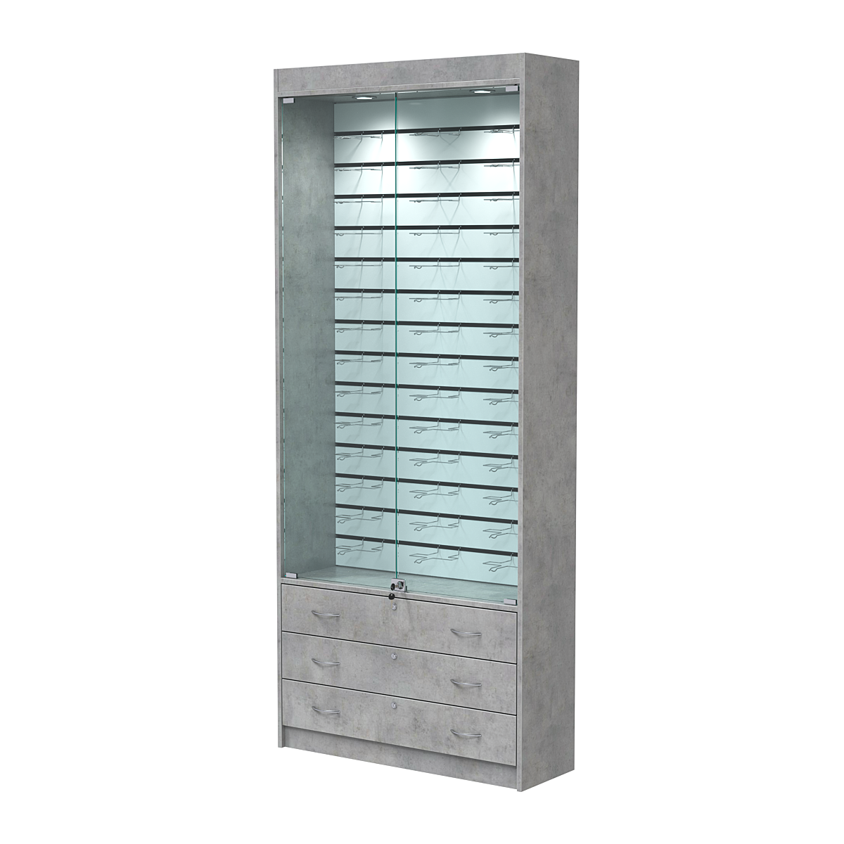 Витрина для очков №10 (закрытый доступ) Бетон Чикаго светло-серый F186 ST9