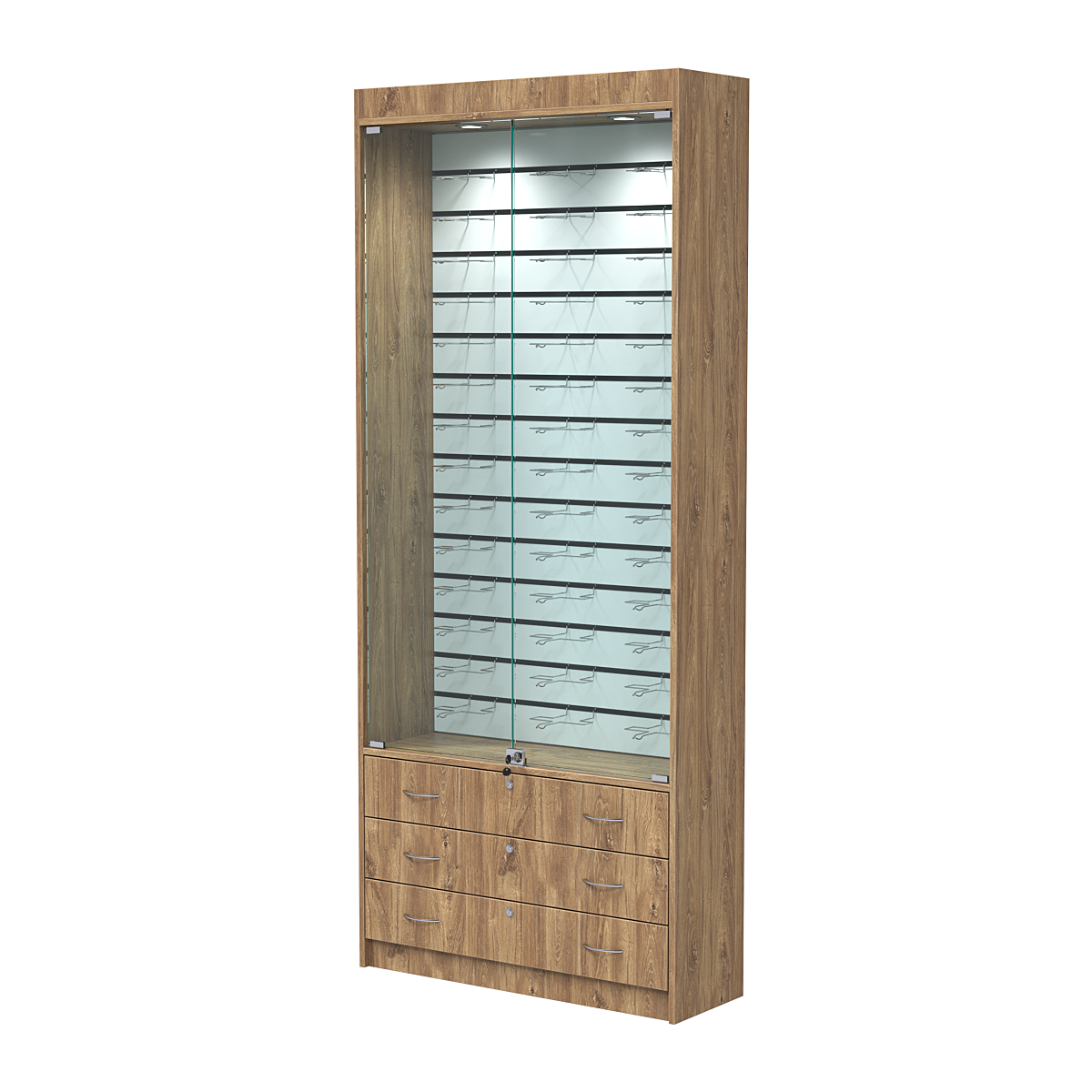 Витрина для очков №10 (закрытый доступ) Дуб Канзас коричневый