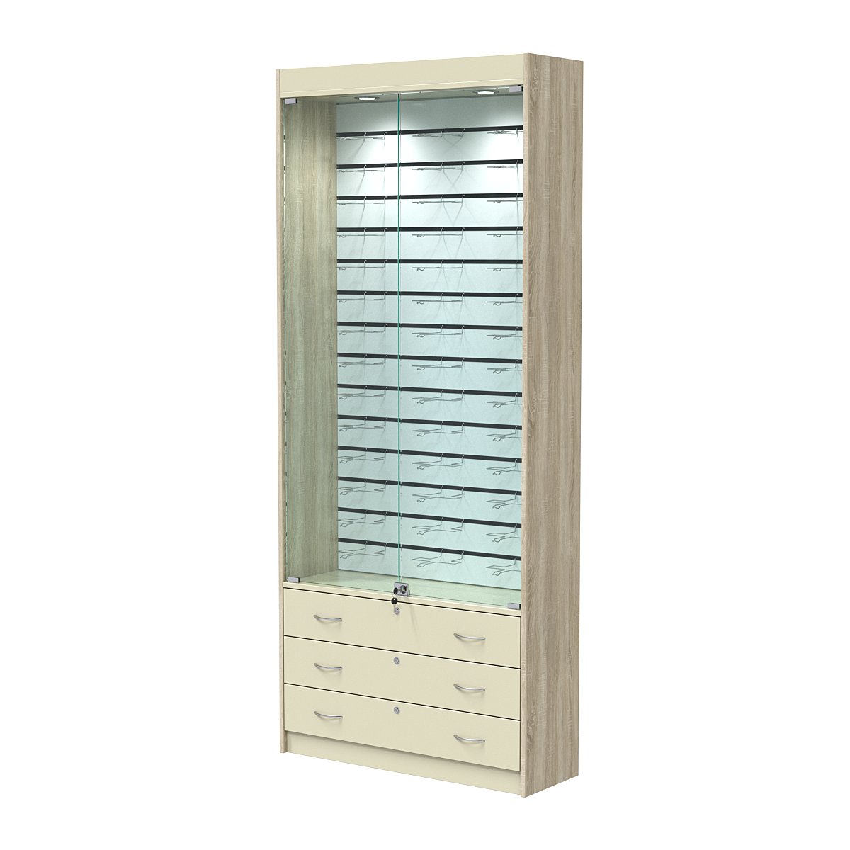 Витрина для очков №10 (закрытый доступ) Дуб Сонома и Крем Вайс 5-U2236