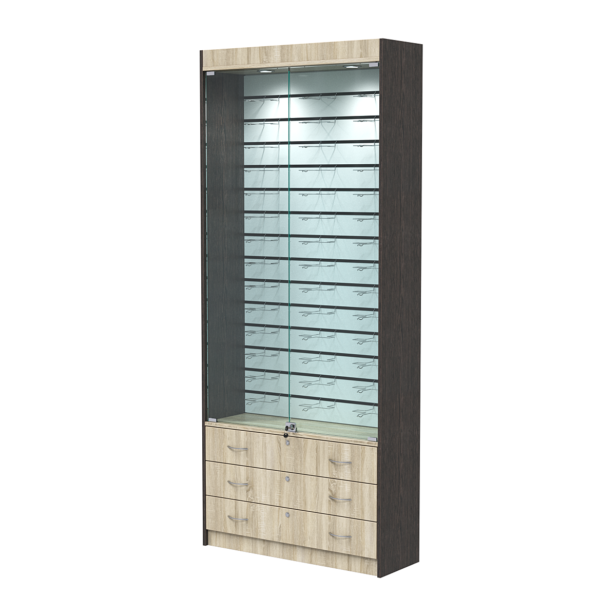 Витрина для очков №10 (закрытый доступ) Дуб Сонома + Дуб Венге