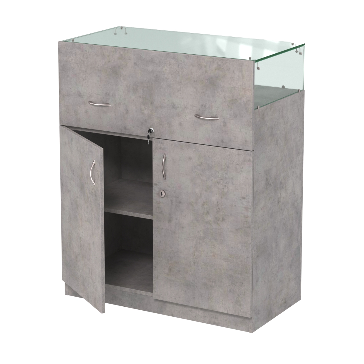 Истра прилавок ювелирный №2 (450мм)  Бетон Чикаго светло-серый F186 ST9