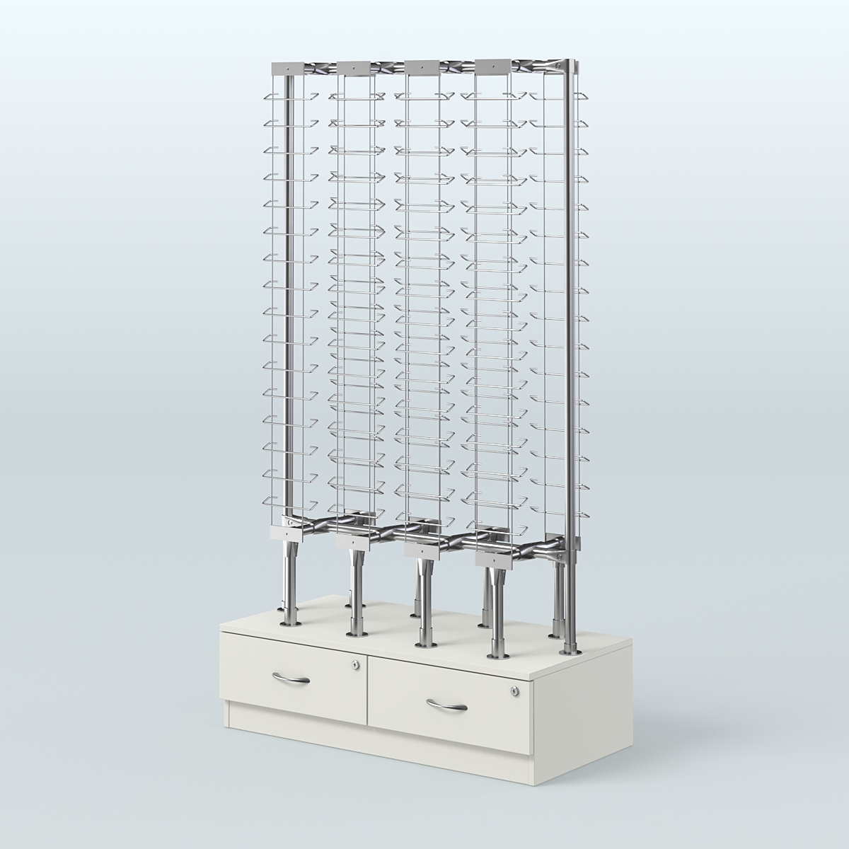 Стенд в центр зала для продажи очков без задней стенки №СДПО-ОД-Т28-Д24 (открытый доступ) Белый