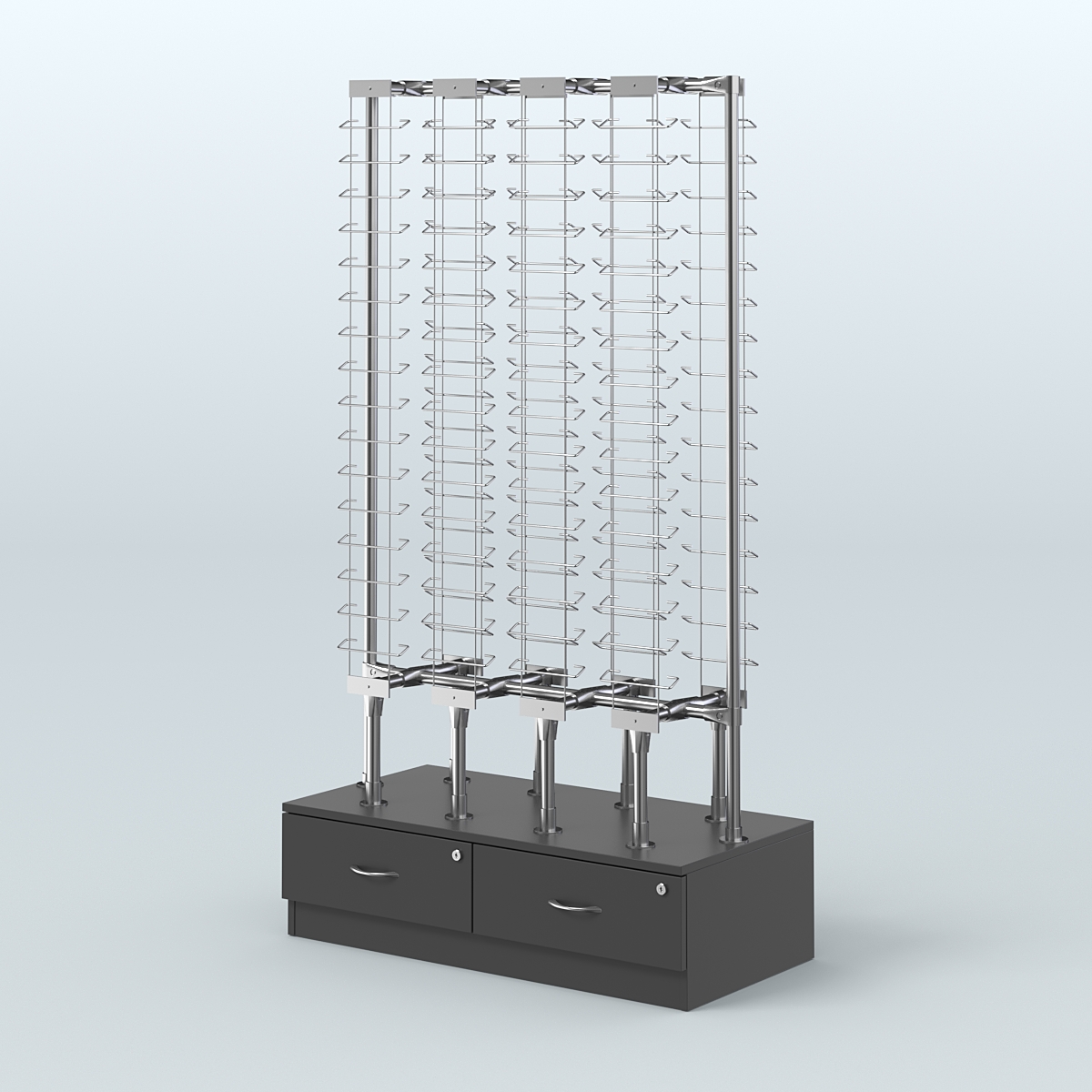 Стенд в центр зала для продажи очков без задней стенки №СДПО-ОД-Т28-Д24 (открытый доступ) Черный