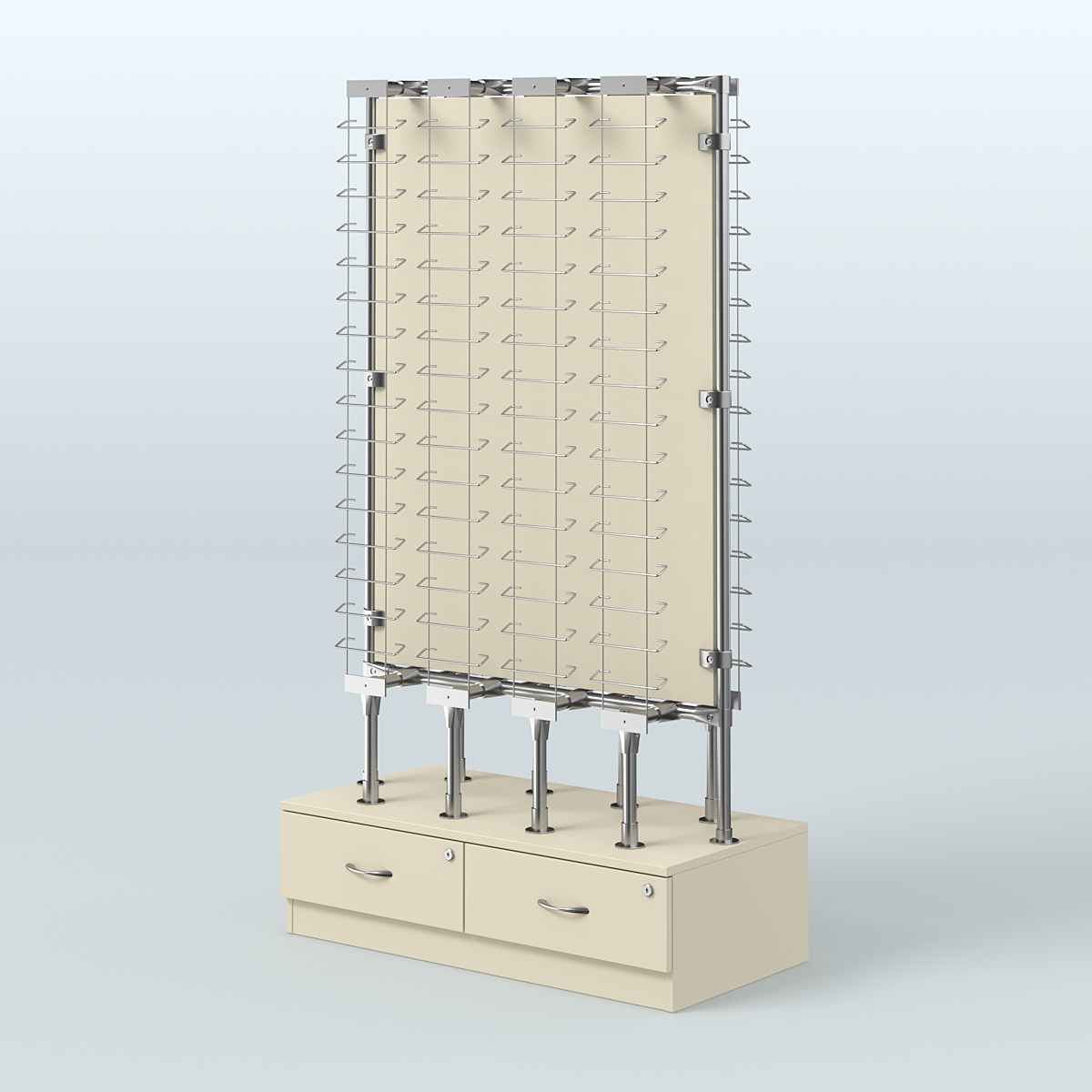 Стенд в центр зала для продажи очков З/С-ДСП №СДПО-ОД-Т28-Д24 (открытый доступ) Крем Вайс