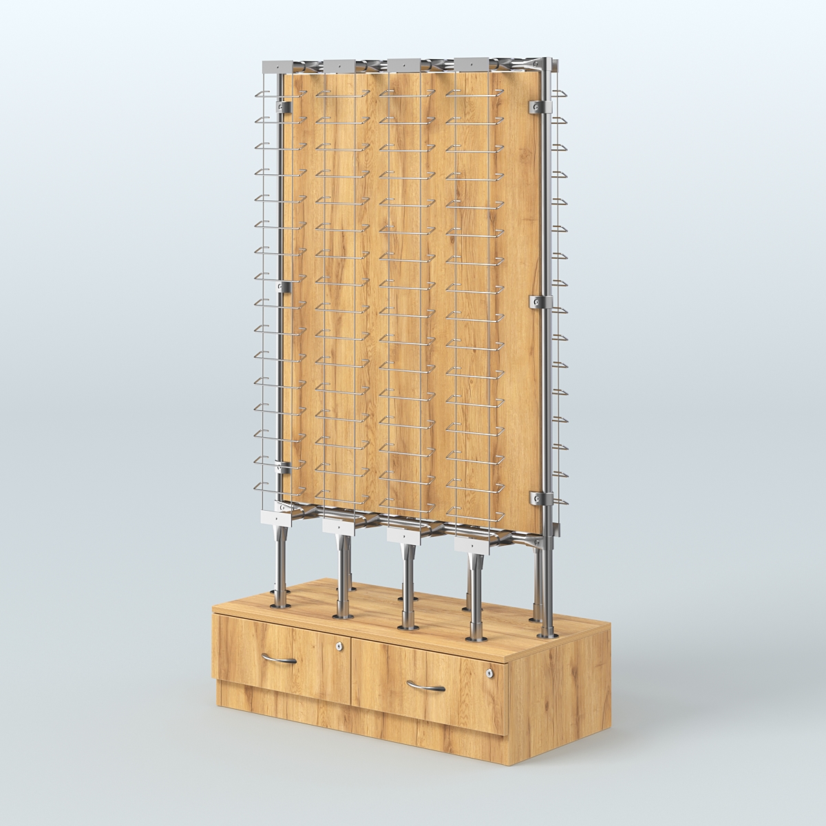 Стенд в центр зала для продажи очков З/С-ДСП №СДПО-ОД-Т28-Д24 (открытый доступ) Дуб Золотистый