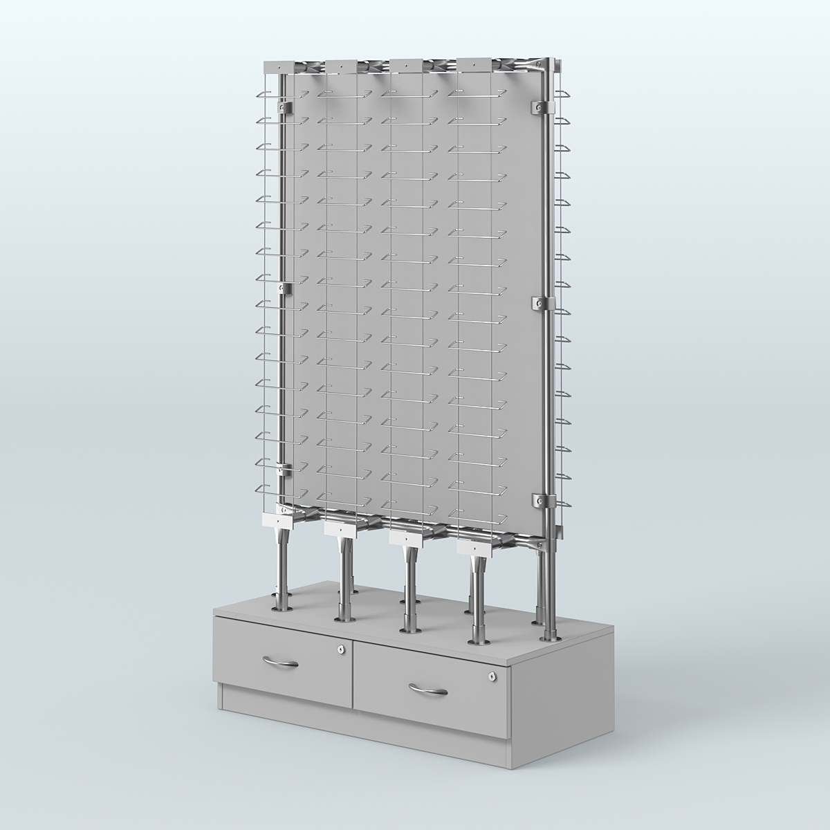 Стенд в центр зала для продажи очков З/С-ДСП №СДПО-ОД-Т28-Д24 (открытый доступ) Серый