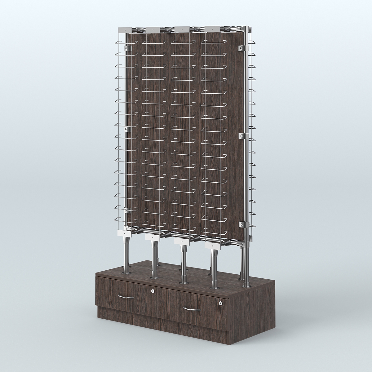Стенд в центр зала для продажи очков З/С-ДСП №СДПО-ОД-Т28-Д24 (открытый доступ) Дуб Венге