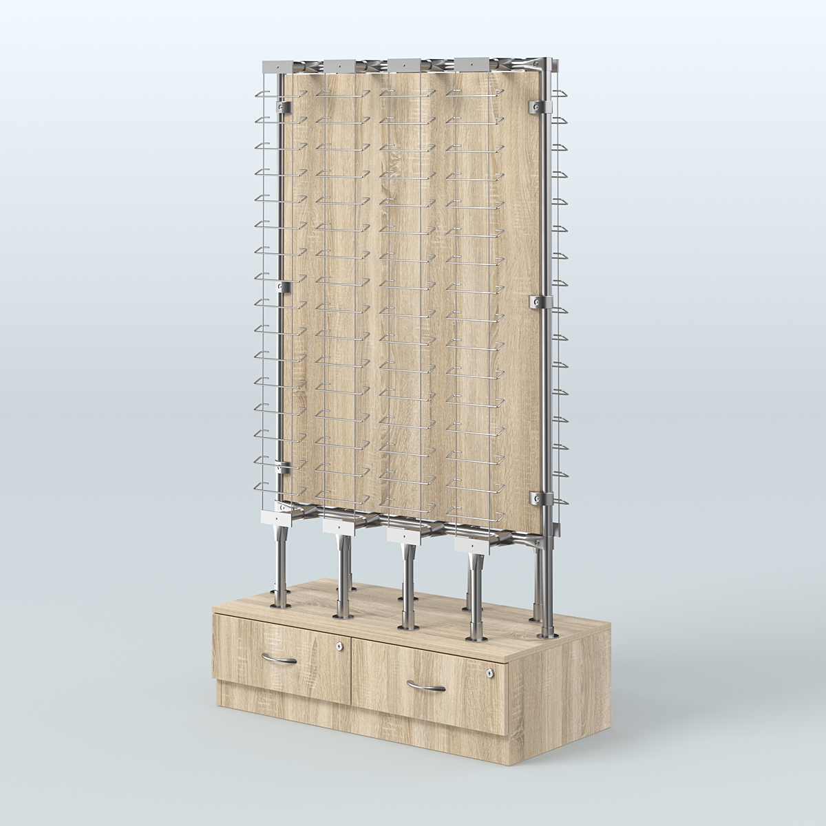 Стенд в центр зала для продажи очков З/С-ДСП №СДПО-ОД-Т28-Д24 (открытый доступ) Дуб сонома