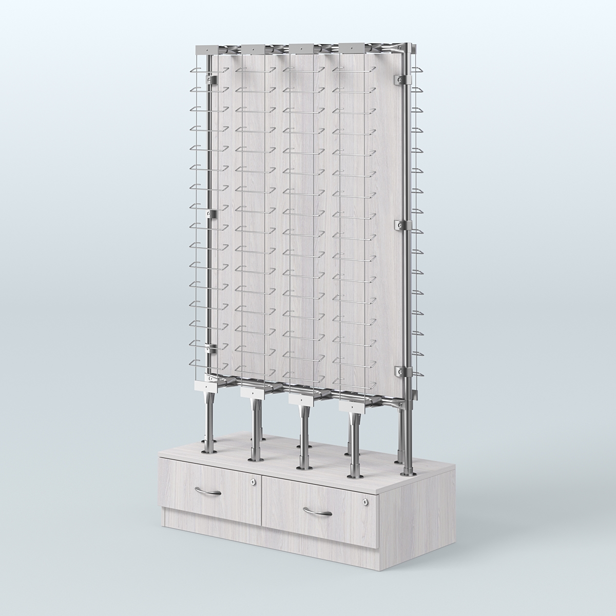 Стенд в центр зала для продажи очков З/С-ДСП №СДПО-ОД-Т28-Д24 (открытый доступ) Ясень Анкор светлый