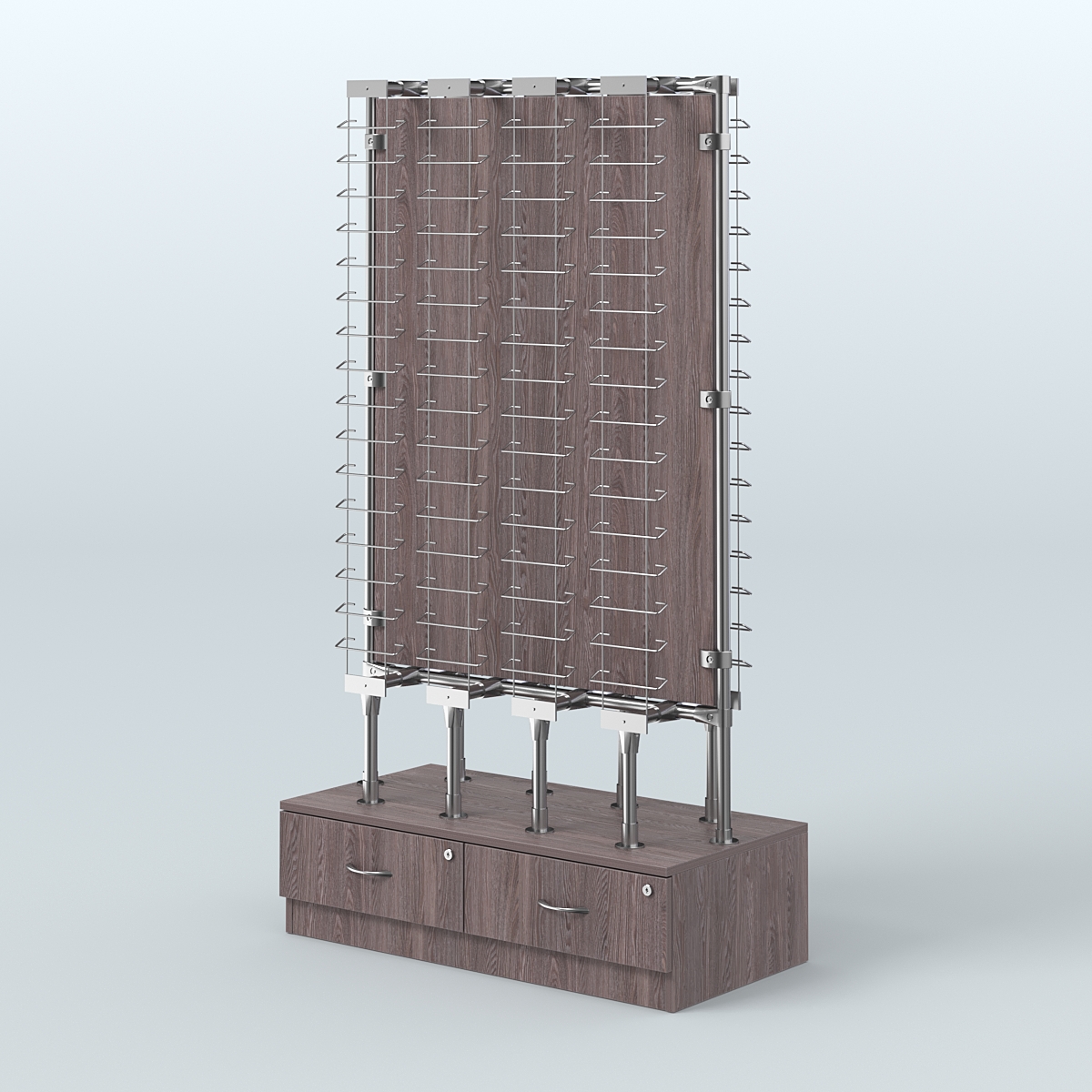 Стенд в центр зала для продажи очков З/С-ДСП №СДПО-ОД-Т28-Д24 (открытый доступ) Ясень Анкор темный