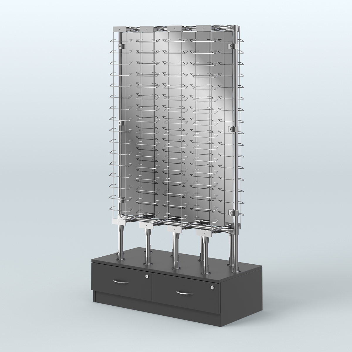 Стенд в центр зала для продажи очков З/C - зеркало №СДПО-ОД-Т28-Д24 (открытый доступ) Черный