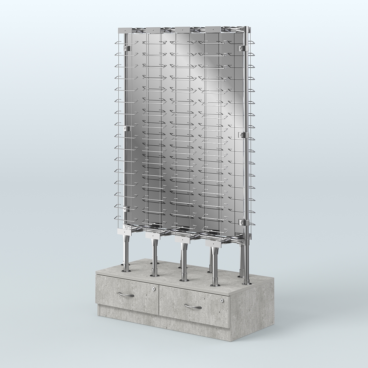 Стенд в центр зала для продажи очков З/C - зеркало №СДПО-ОД-Т28-Д24 (открытый доступ) Метрополитан Грей