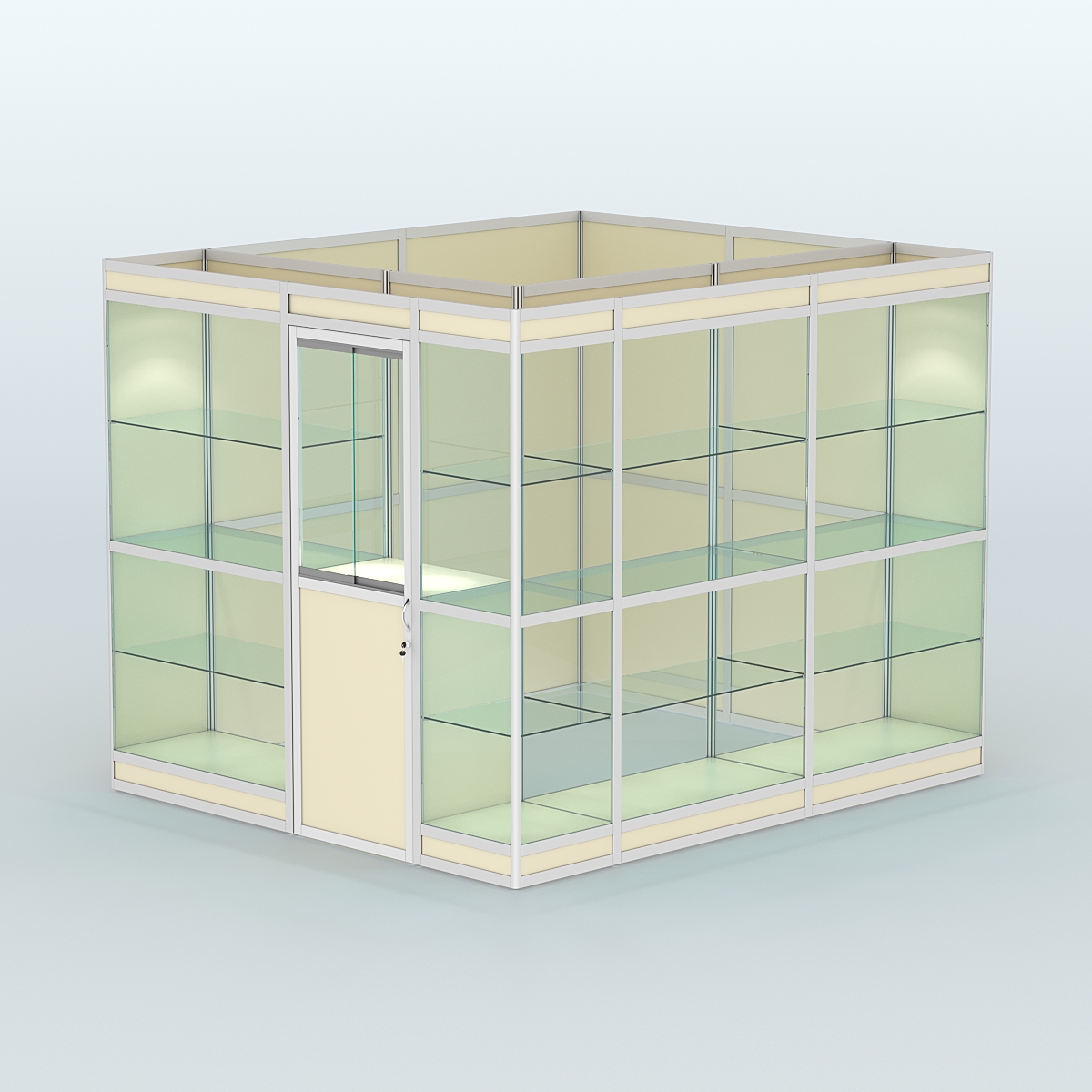 Павильон из профиля угловой №4в (5,5 кв.м) Крем Вайс
