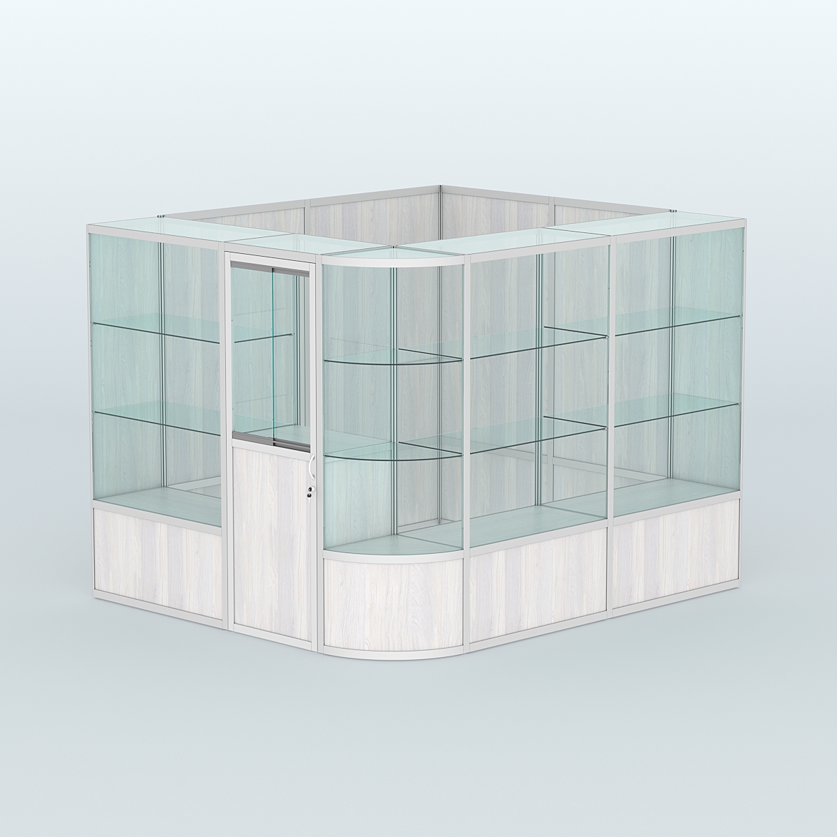 Павильон из профиля угловой №5б (5,5 кв.м) Ясень Анкор светлый