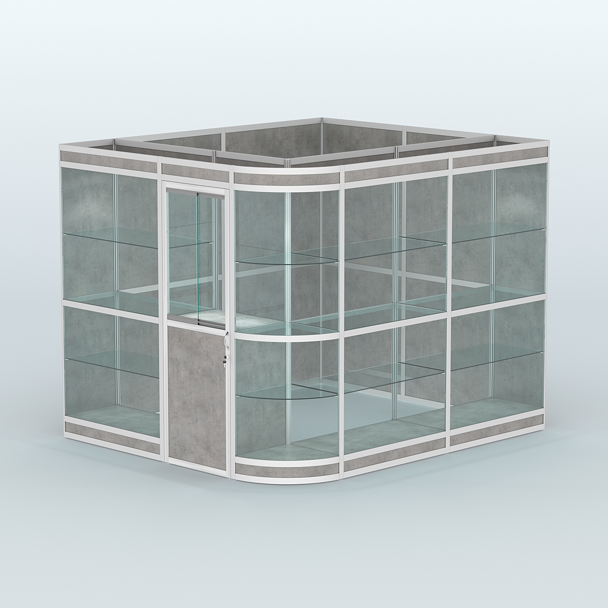 Павильон из профиля угловой №5в (5,5 кв.м) Бетон Чикаго светло-серый F186 ST9