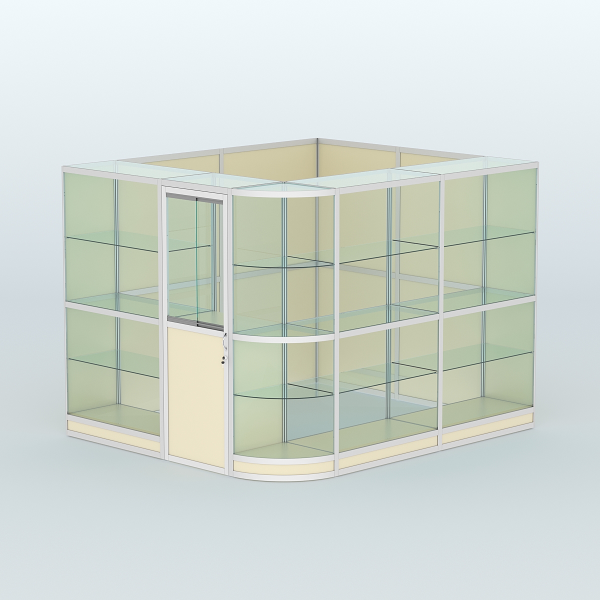 Павильон из профиля угловой №5г (5,5 кв.м) Крем Вайс