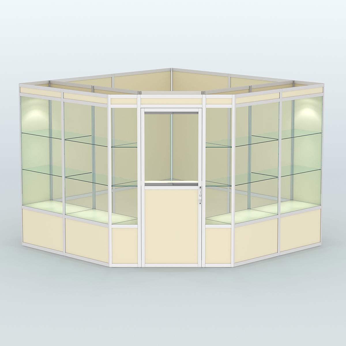Павильон из профиля угловой №8а (9 кв.м) Крем Вайс