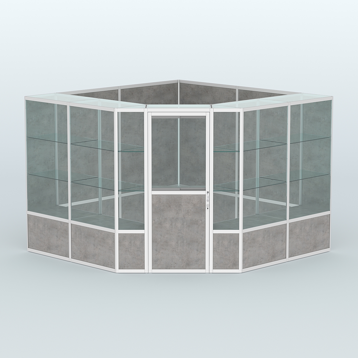 Павильон из профиля угловой №8б (9 кв.м) Бетон Чикаго светло-серый F186 ST9