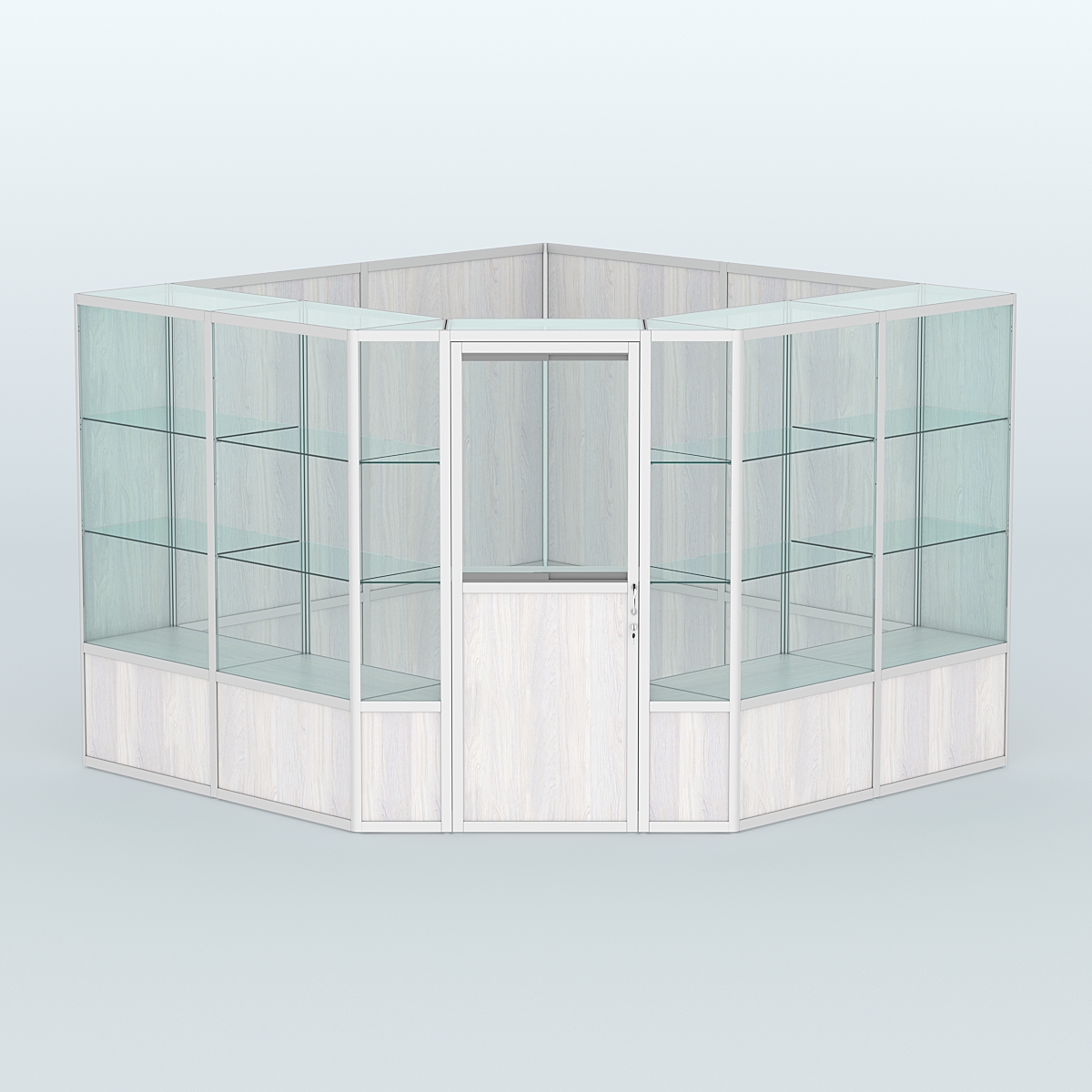 Павильон из профиля угловой №8б (9 кв.м) Ясень Анкор светлый