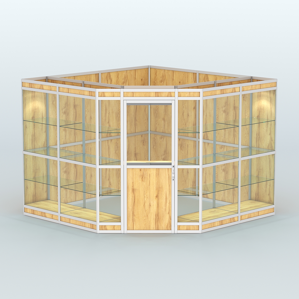 Павильон из профиля угловой №8в (9 кв.м) Дуб Золотистый