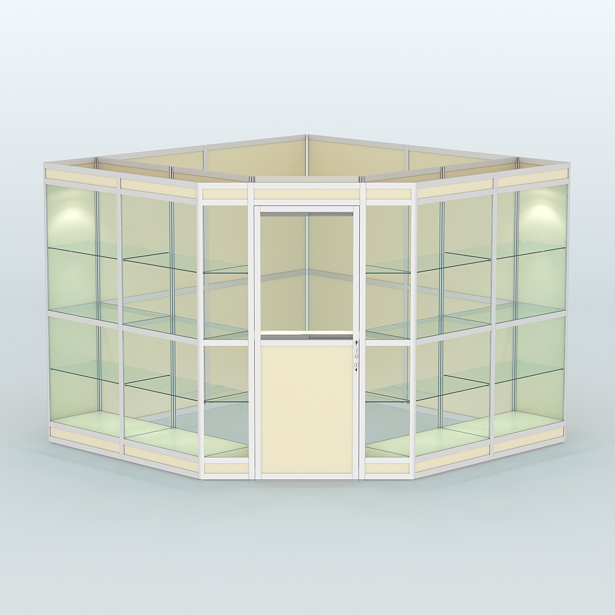 Павильон из профиля угловой №8в (9 кв.м) Крем Вайс