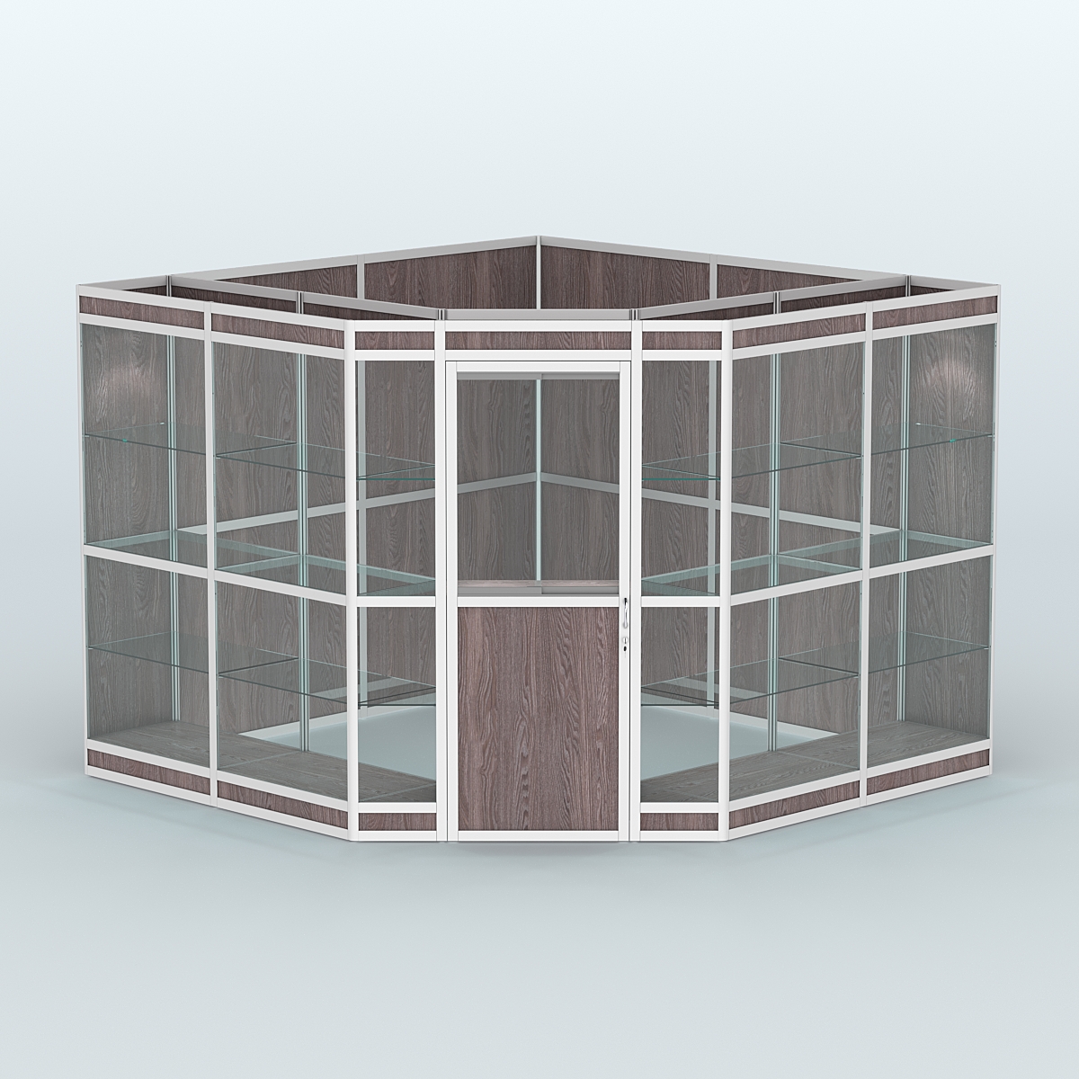 Павильон из профиля угловой №8в (9 кв.м) Ясень Анкор темный