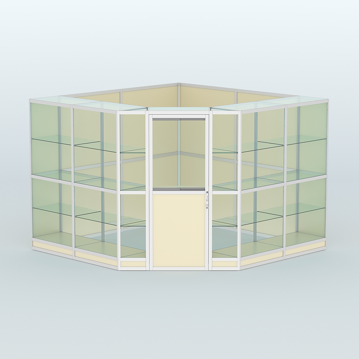 Павильон из профиля угловой №8г (9 кв.м) Крем Вайс