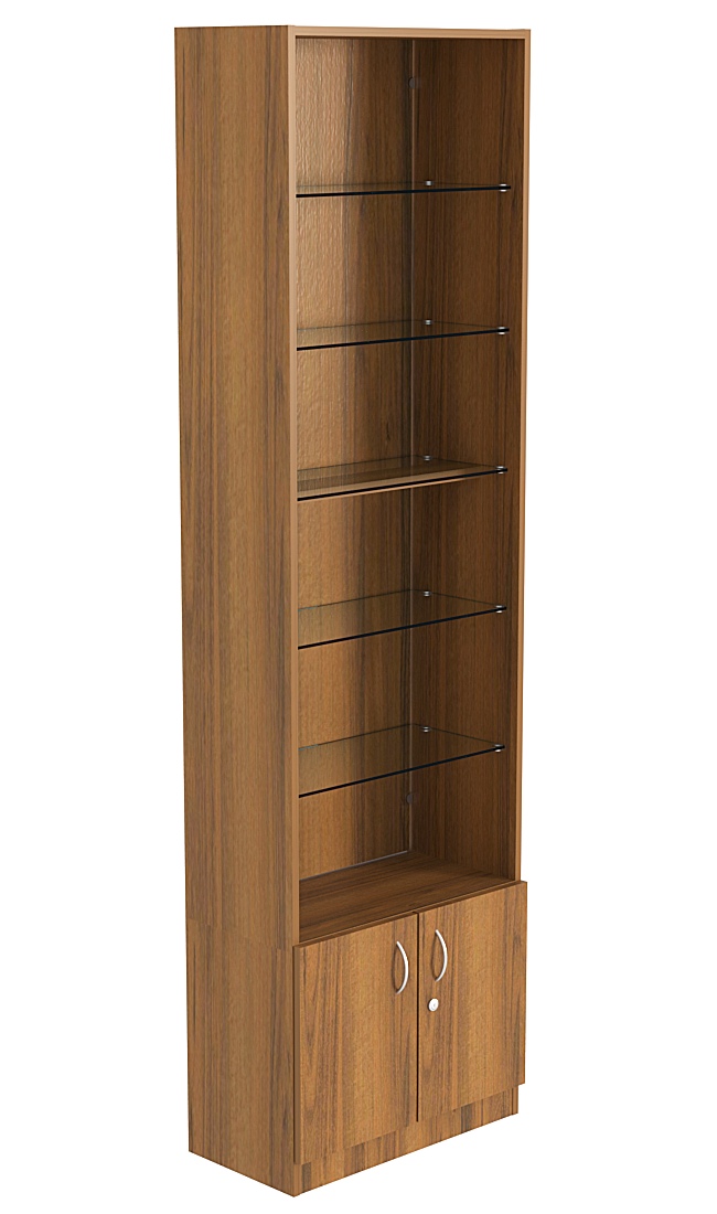 Витрина СЭСП-О №2-300 (З/C - ДВП) со стеклянными полками Орех