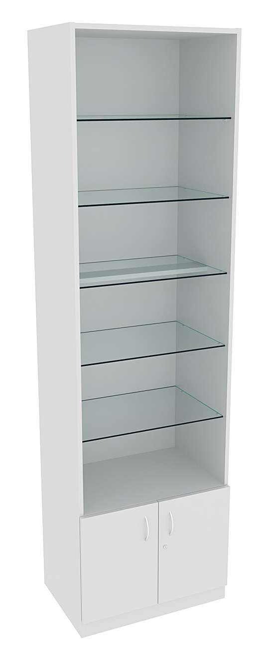 Витрина СЭСП-О №2-400 (З/C - ДВП) со стеклянными полками Серый