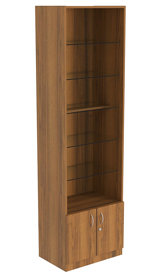 Витрина СЭСП-О №2-400 (З/C - ДВП) со стеклянными полками Орех