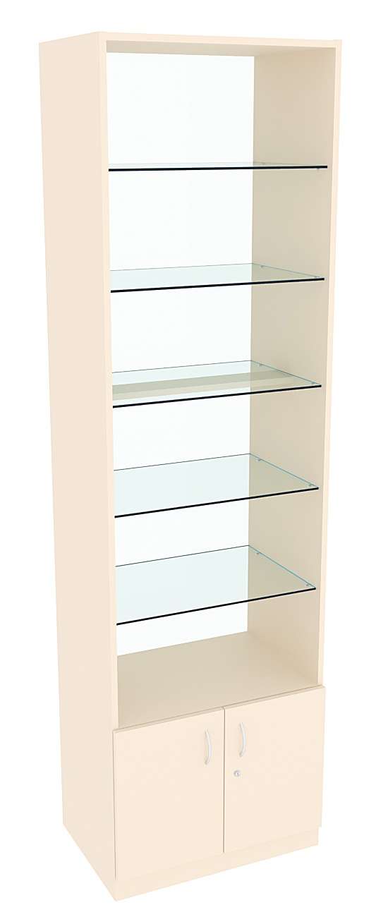 Витрина СЭСП-О №2-400 (З/C - Стекло) со стеклянными полками Крем Вайс