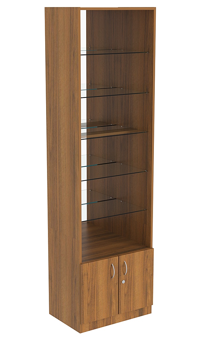 Витрина СЭСП-О №2-400 (З/C - Зеркало) со стеклянными полками Орех