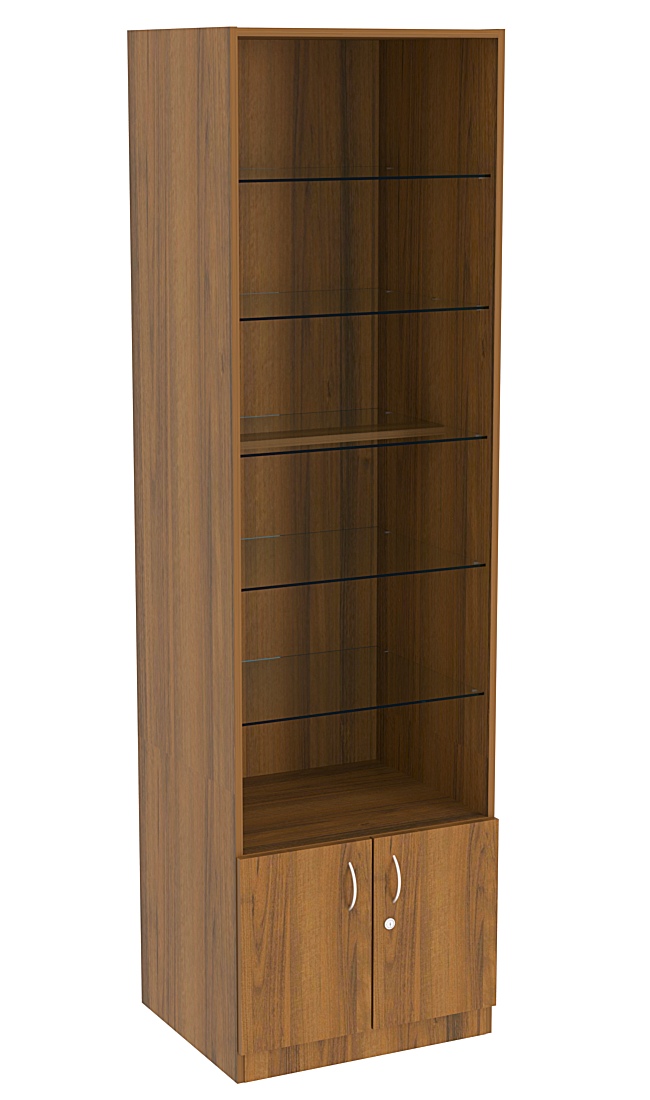 Витрина СЭСП-О №2-500 (З/C - ДВП) со стеклянными полками Орех