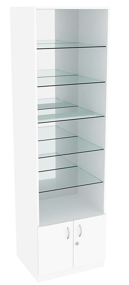 Витрина СЭСП-О №2-500 (З/C - Зеркало) со стеклянными полками Белый