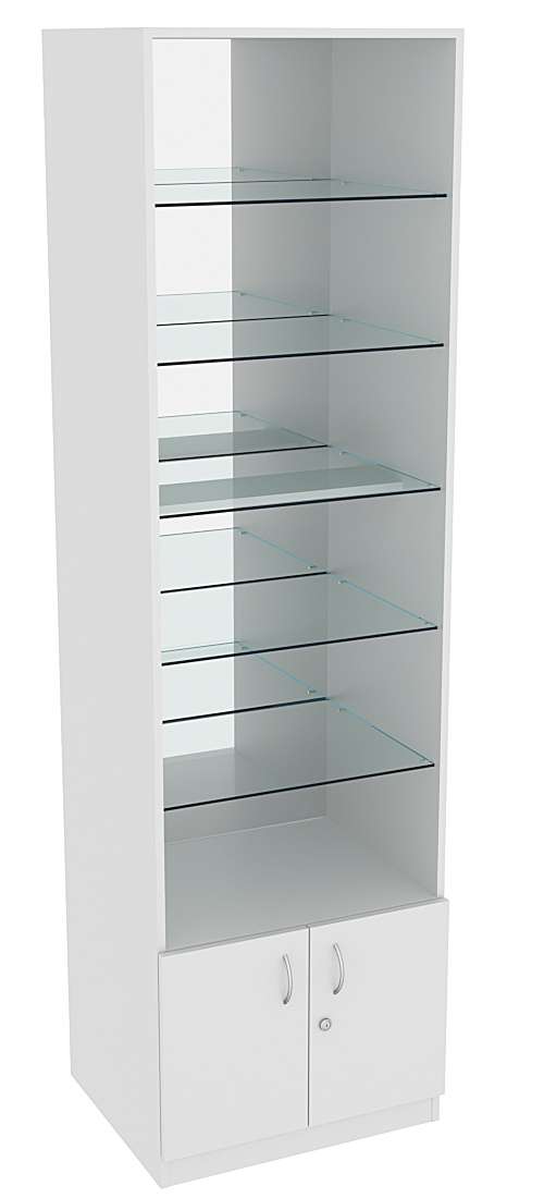 Витрина СЭСП-О №2-500 (З/C - Зеркало) со стеклянными полками Серый