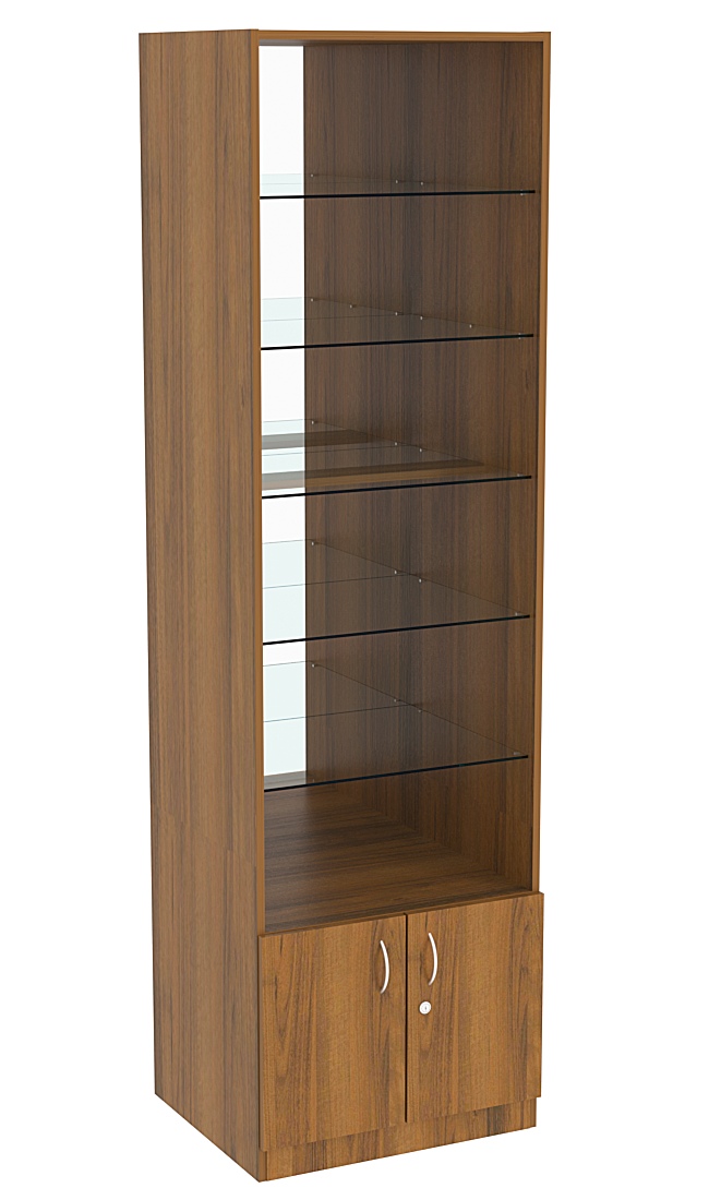 Витрина СЭСП-О №2-500 (З/C - Зеркало) со стеклянными полками Орех