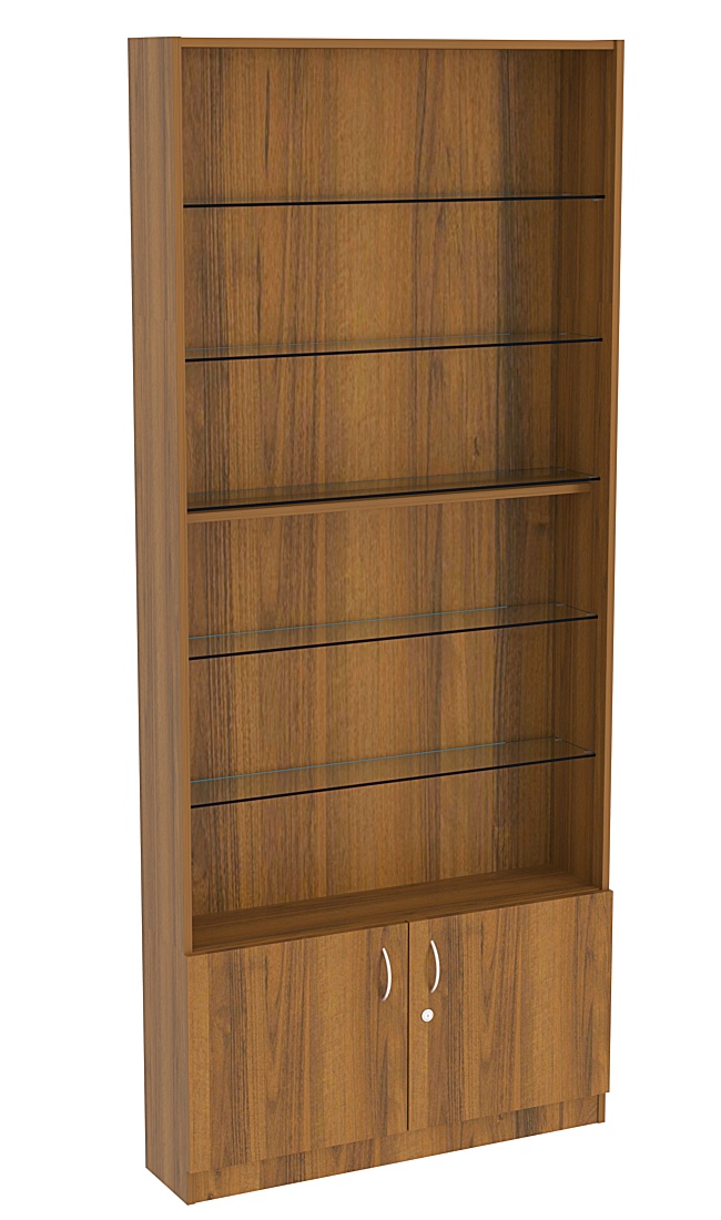 Витрина СЭСП-О №1-200 (З/C - ДВП) со стеклянными полками Орех