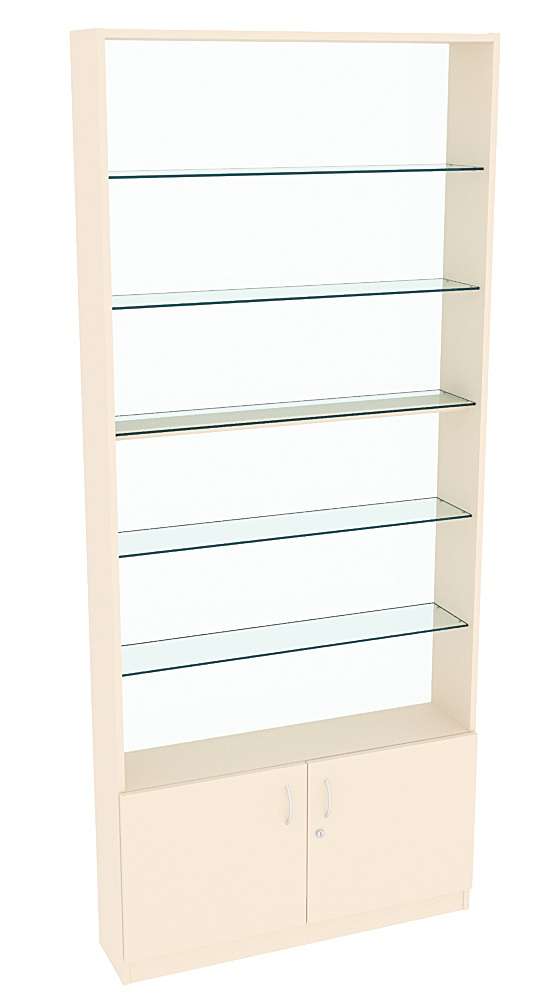 Витрина СЭСП-О №1-200 (З/C - Стекло) со стеклянными полками Крем Вайс