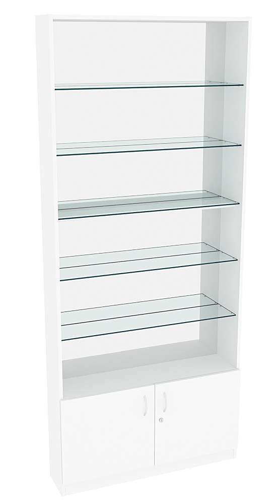 Витрина СЭСП-О №1-200 (З/C - Зеркало) со стеклянными полками Белый